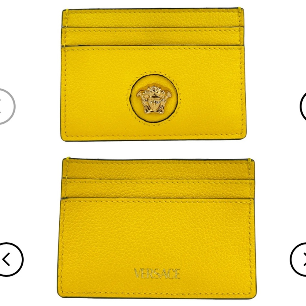 NWT Versace | Yellow Mini Medusa Leather Slim Card Holder Case Wallet $350